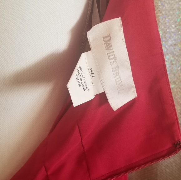 David's Bridal Red Halter Gown sz 8 - Picture 5 of 5
